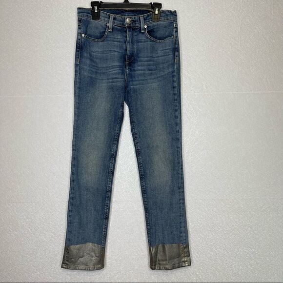 Rag & bone High Waist Metallic Dipped Birbury Cigarette Jeans 26 - Picture 2 of 7